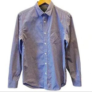 Banana Republic Men's Button Down Shirt Slim Fit Blue White Plaid Mens Small